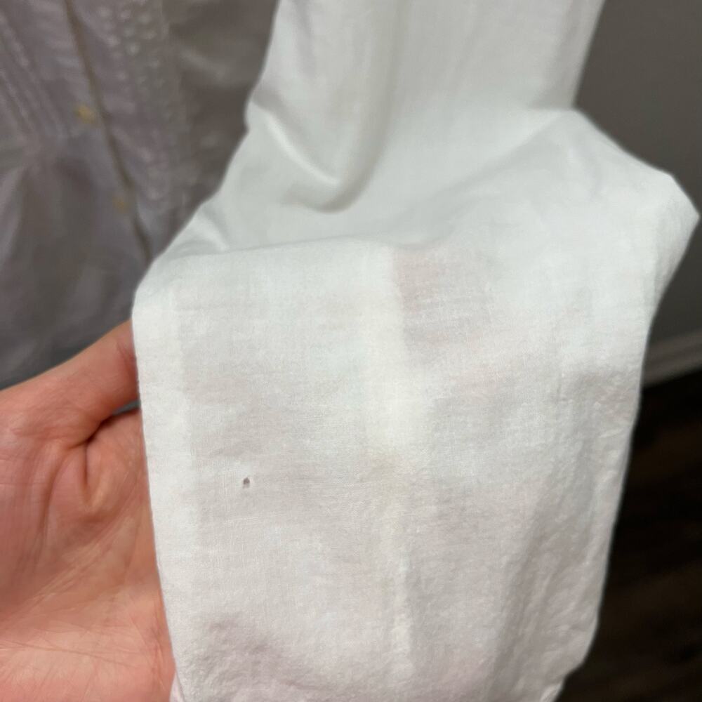 Anthropologie Isabella Sinclair White Embroidered Lace Blouse Button Up Boho M - Picture 11 of 11